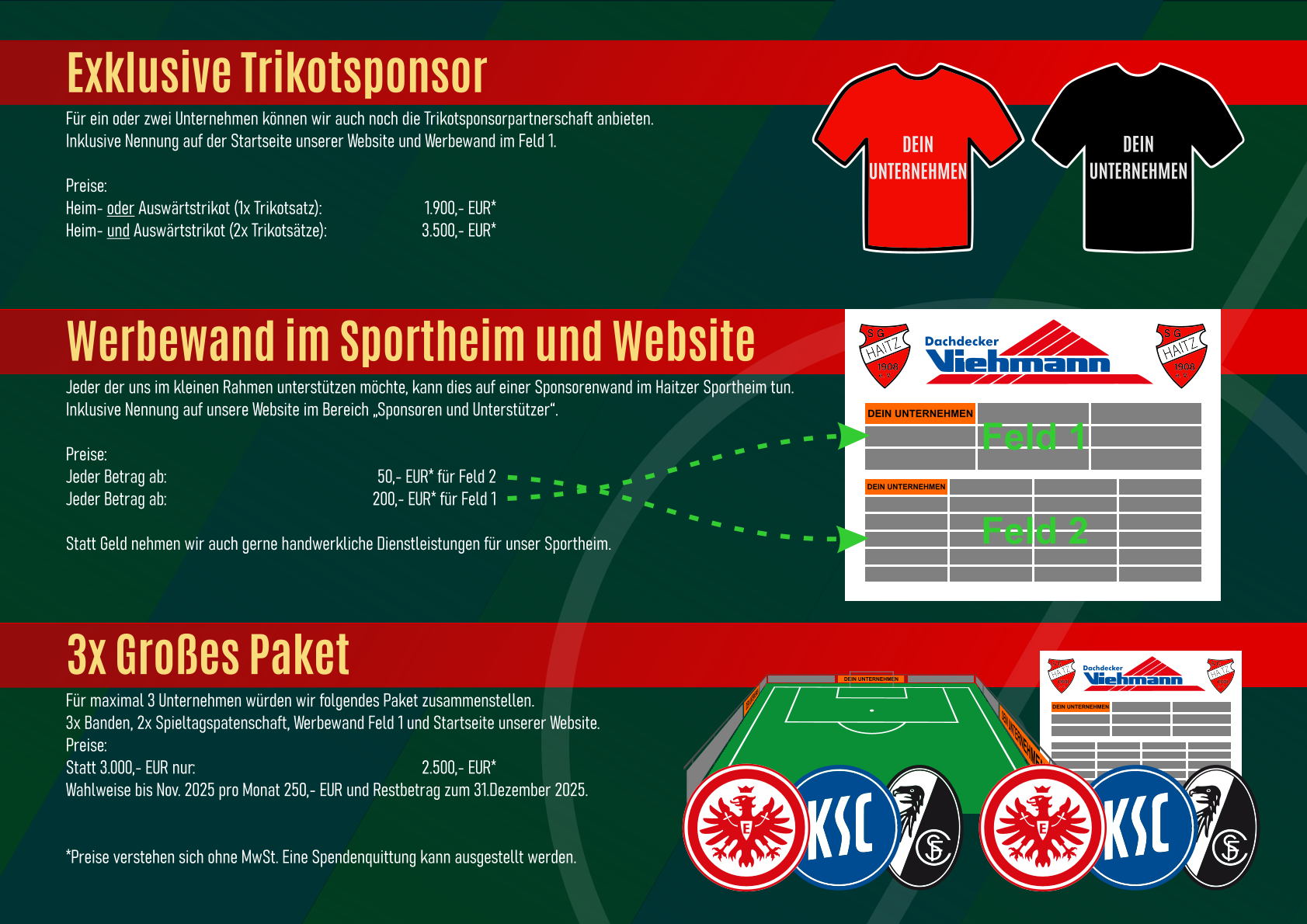 Seite 3 der Infobroschüre für Sponsorenpakete bei der SG Haitz